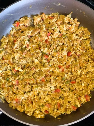 Egg Bhurji / indian spiced scrambled eggs in a pan