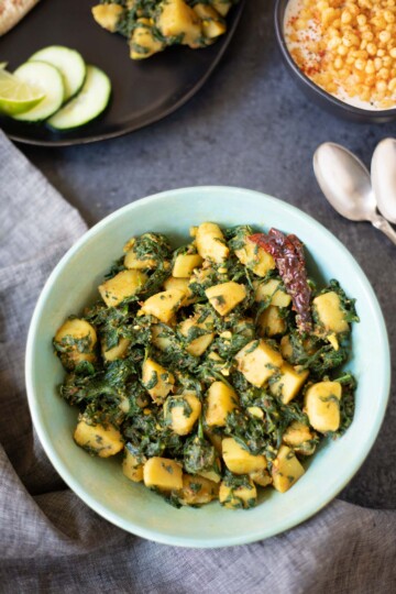 Easy Aloo Palak (Potato and Spinach Stir Fry) - Piping Pot Curry