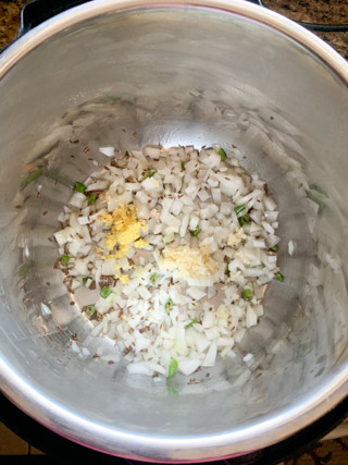 Onions being cooked in instant pot