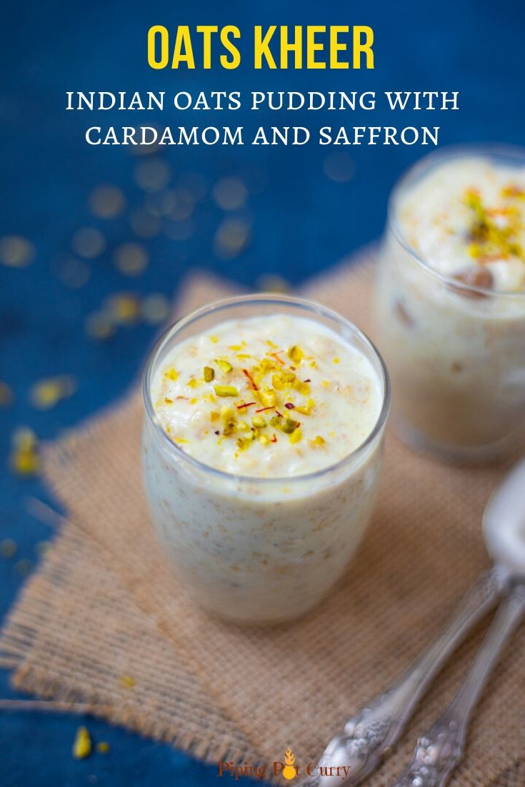 Oats Kheer (Sweetened Oatmeal with Cardamom, Nuts & Raisins) Piping