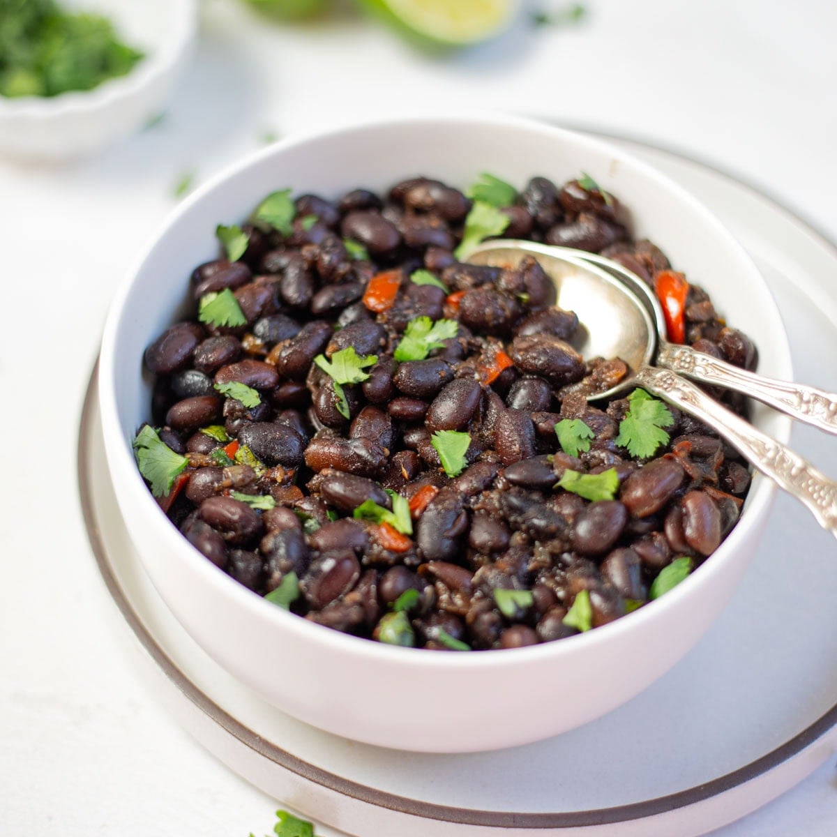 Instant Pot Mexican Black Beans in a white bowl