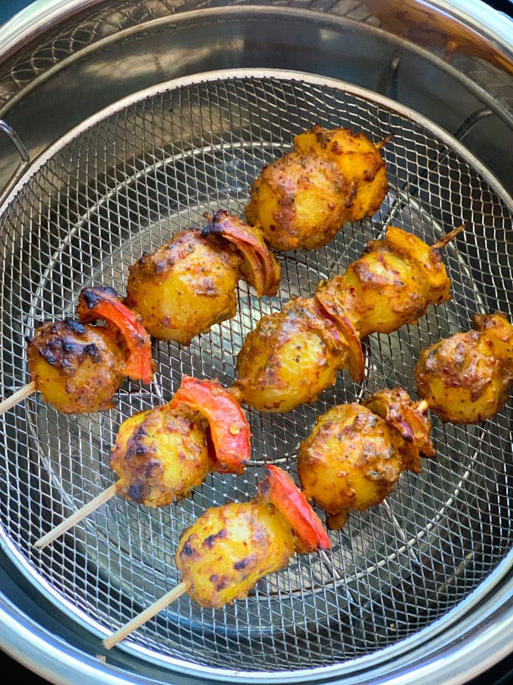 Tandoori Aloo Tikka in Instant Pot Crisplid - Piping Pot Curry Aloo Tikka Kebab in air fryer