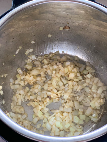 creamy mushroom pasta instant pot steps - Piping Pot Curry-4 Sautéed onions and garlic in the instant pot