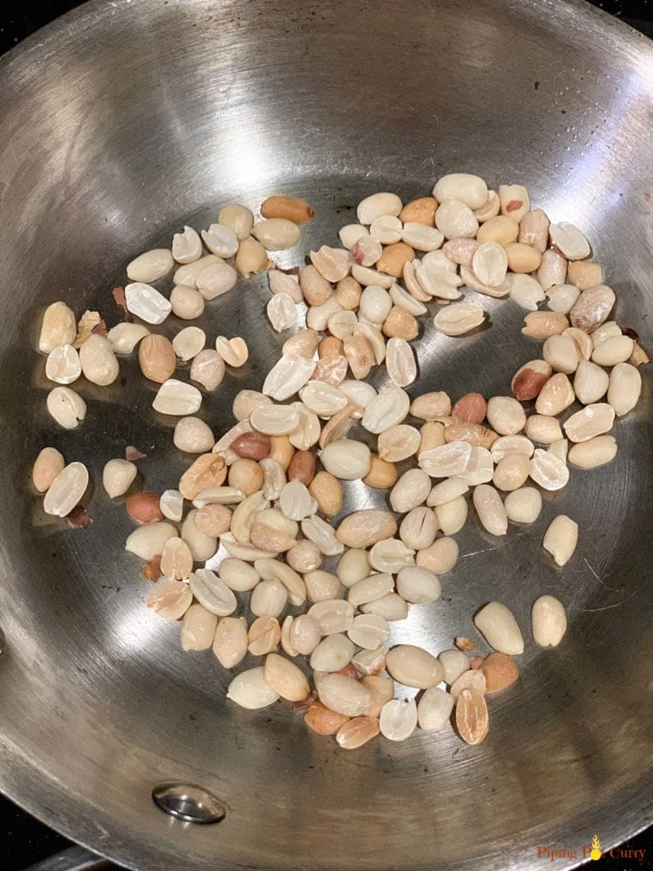 roasting peanuts In a pan