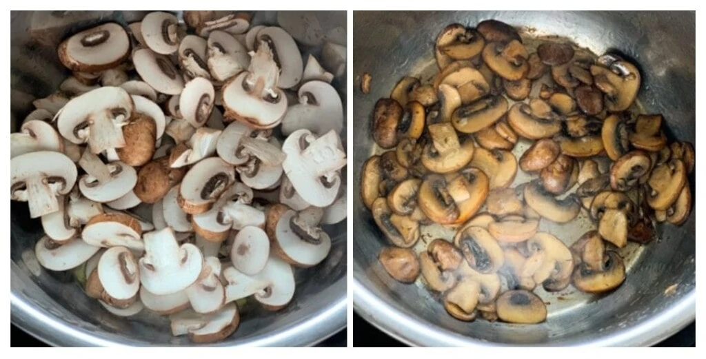 Sautéed mushrooms in the instant pot steel insert