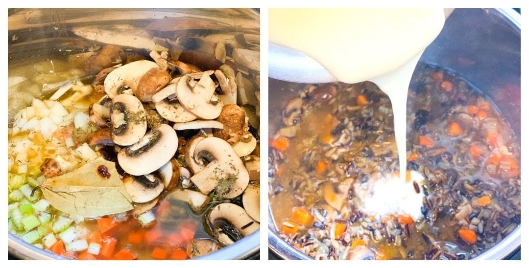 Steps to make mushroom wild rice soup in instant pot