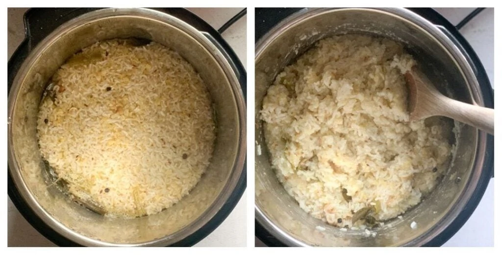 Ven Pongal made with rice and moong dal ready in instant pot 
