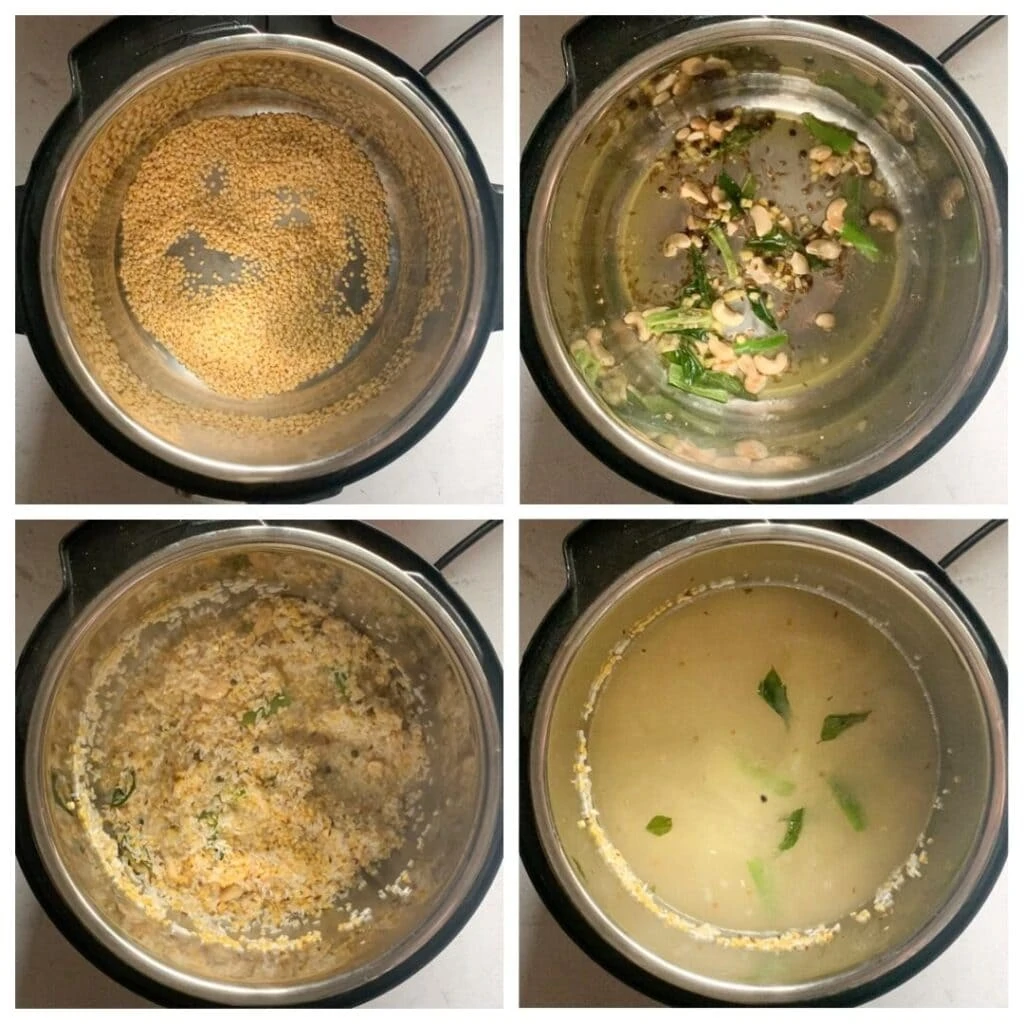 ven pongal steps to make in instant pot collage 