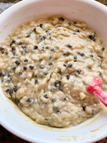 Batter with chocolate chips
