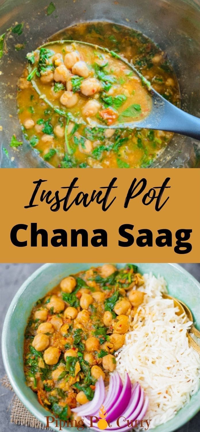Instant Pot Chickpea Curry with Spinach (Chana Saag) Piping Pot Curry