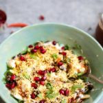 papdi chaat in a green bowl