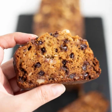 healthy whole wheat banana bread with chocolate chips