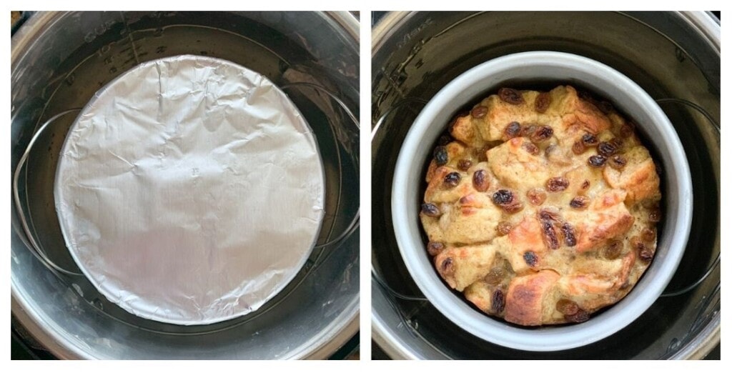 banana bread pudding cooked in the instant pot
