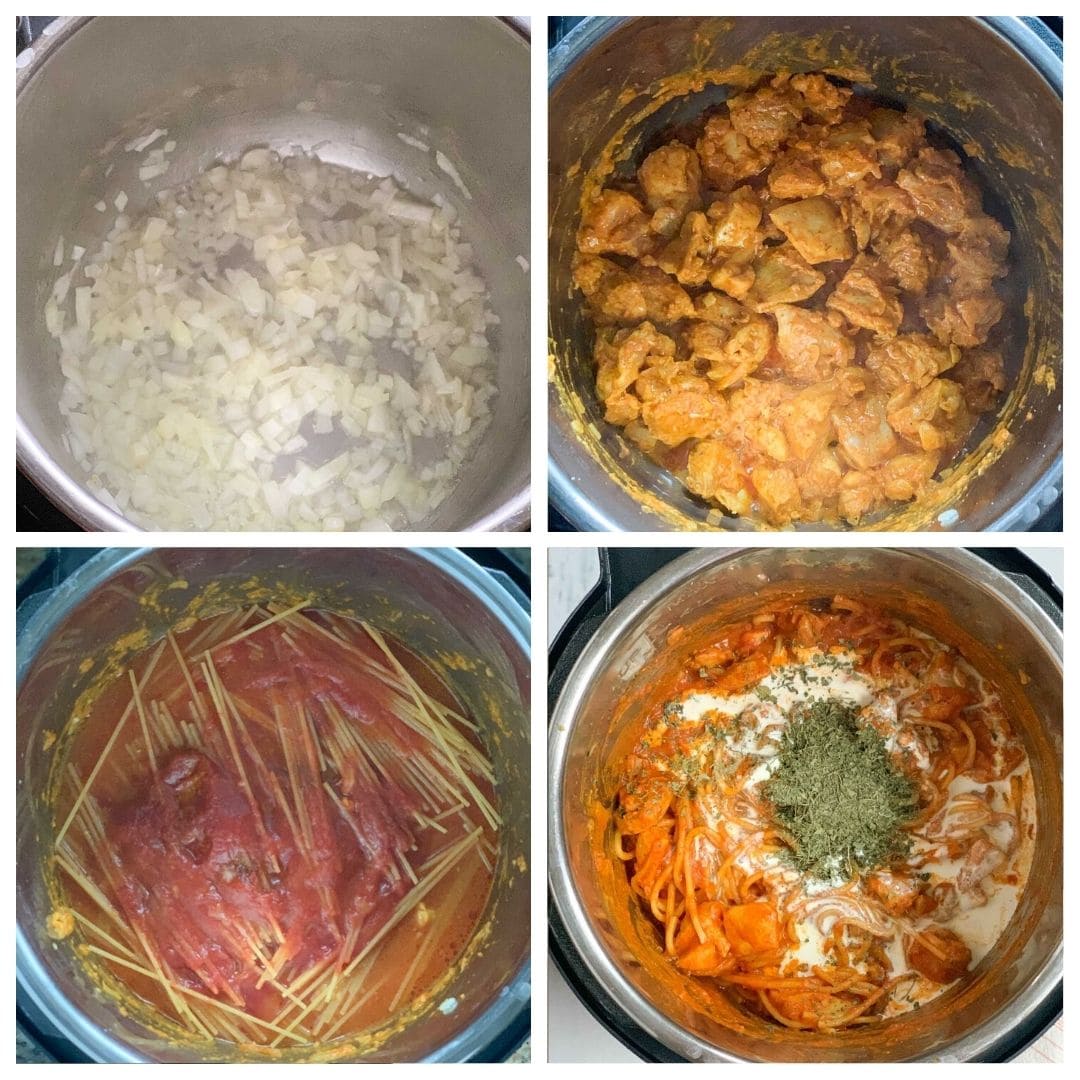 Steps to make chicken tikka masala pasta in the instant pot