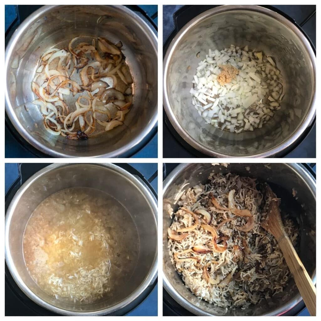 steps to cook Mujadara in the instant pot