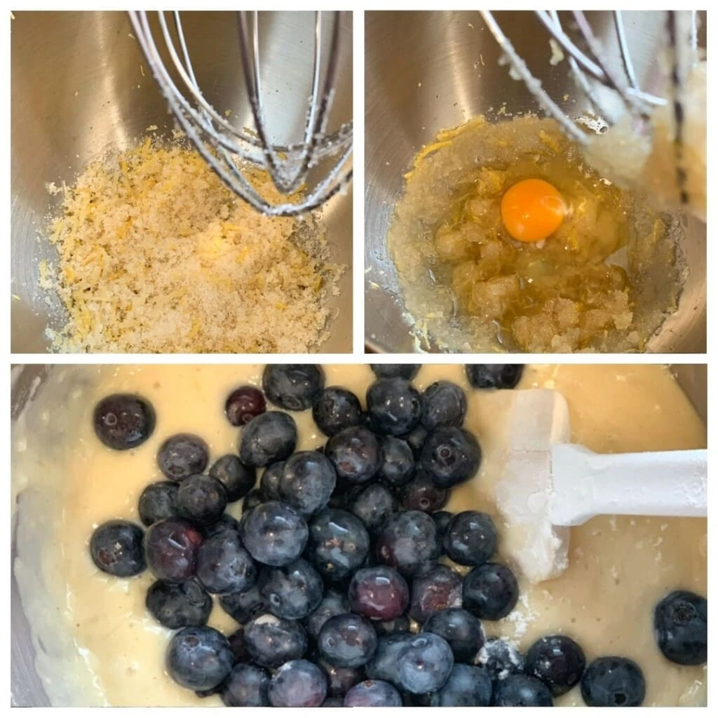 Making lemon blueberry muffin batter in kitchenaid stand mixer