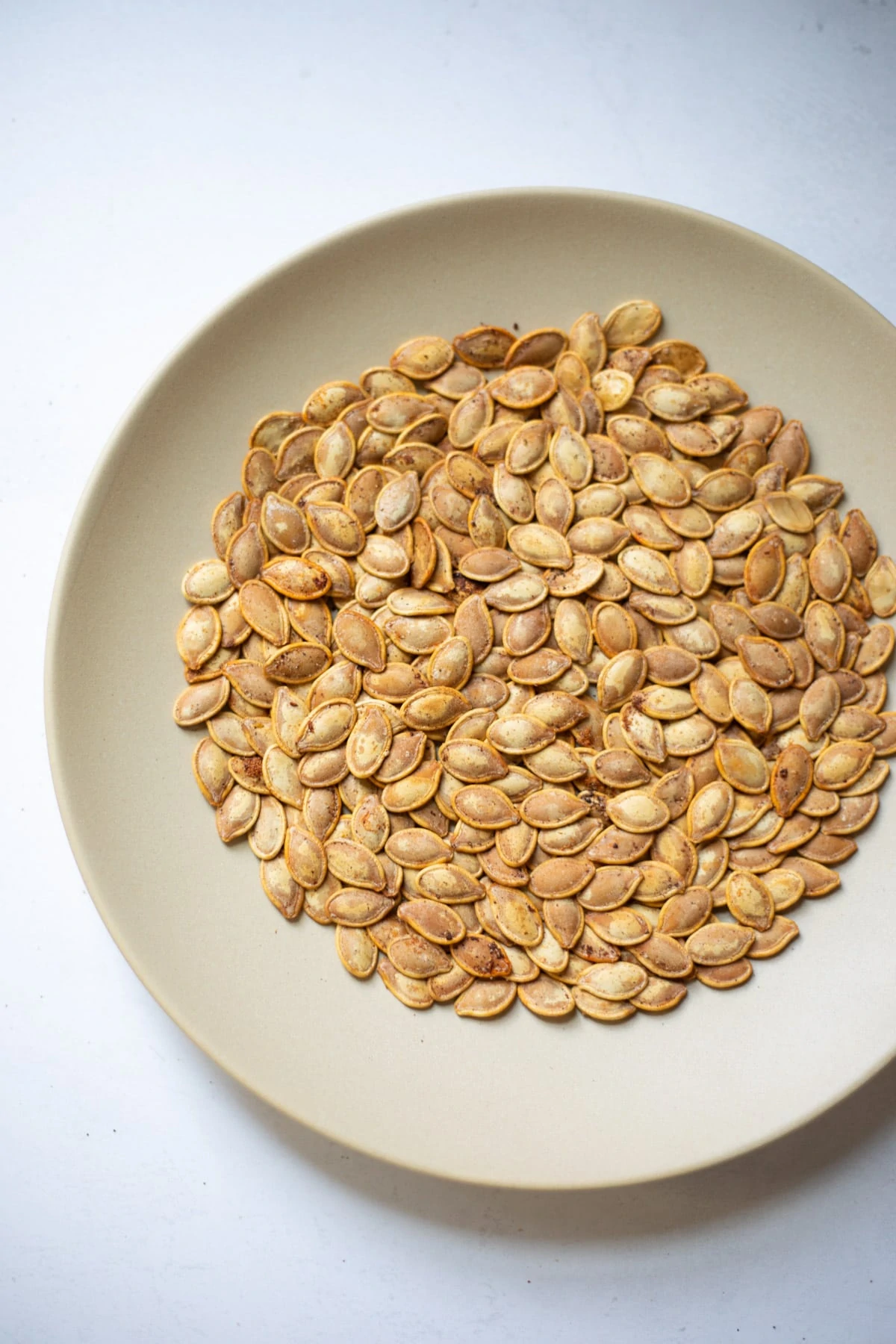 Roasted pumpkin seeds in a plate 
