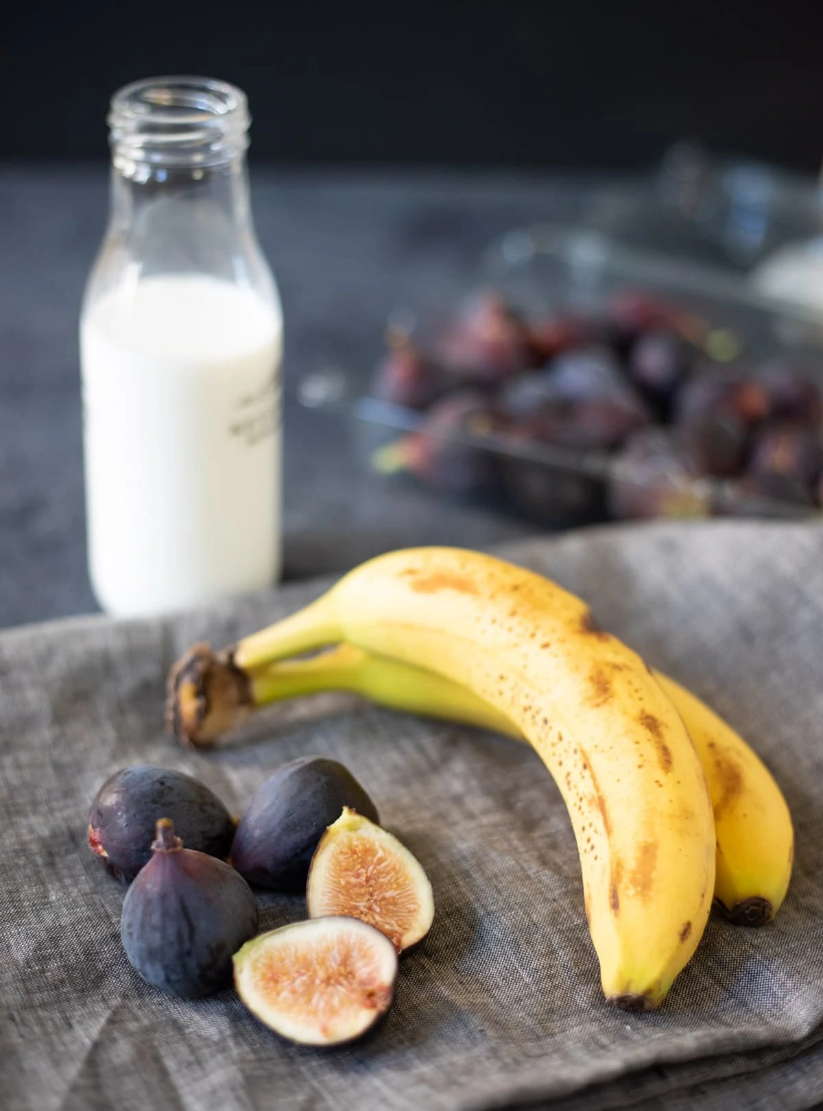 Ingredients such as figs, banana and milk 