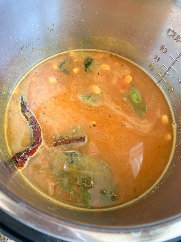 Gujarati Dal Instant Pot Steps - Piping Pot Curry-4 Making lentil soup in the instant pot with lots of spices