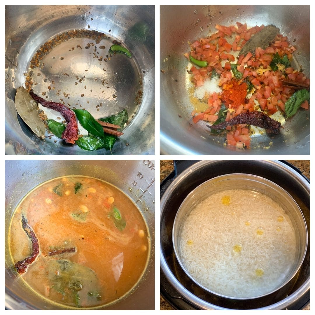 Gujarati Dal steps with pot-in-pot rice 