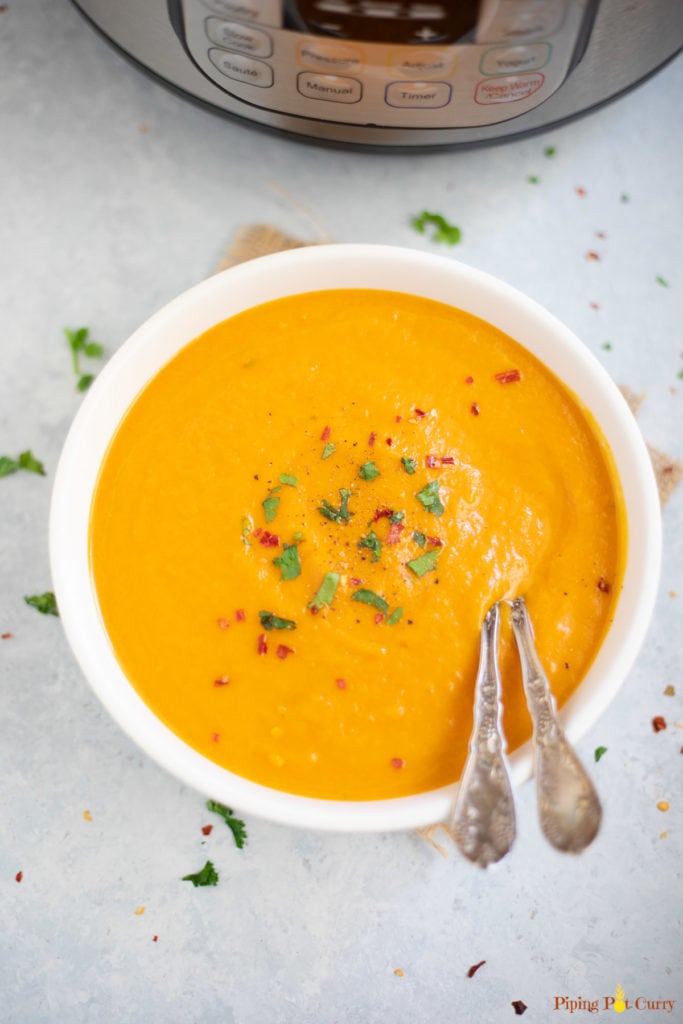 Easy Instant Pot Carrot Soup with Ginger & Coconut Milk - Piping Pot Curry