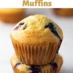 Two blueberry muffins stacked