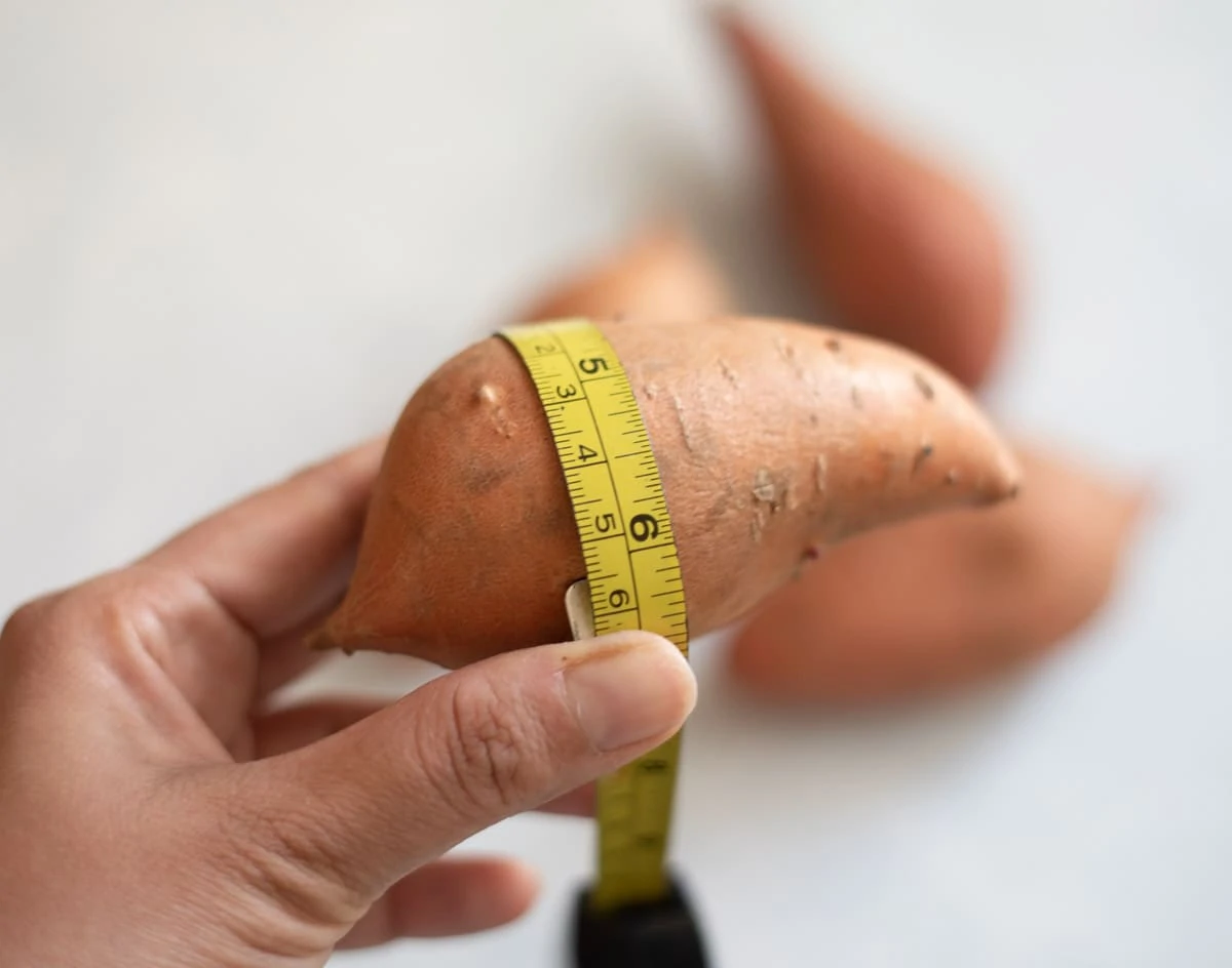 Measuring size of sweet potato