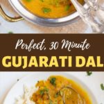 perfect 30-minute instant pot Gujarati Dal in a bowl and in a plate with rice