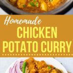 Homemade Chicken potato curry in the instant pot and served over rice