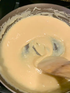 condensed milk thickening in a pan