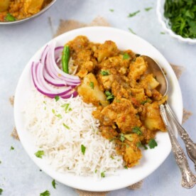 Chicken Curry with potatoes served with rice