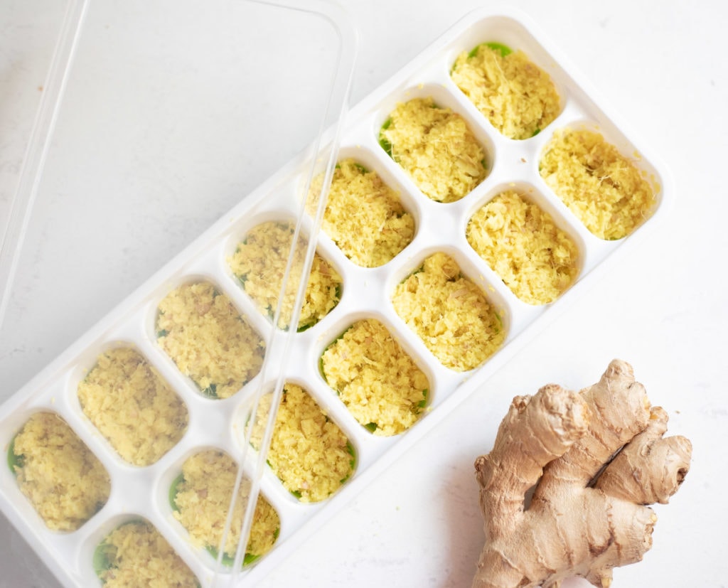 ginger paste in ice-cube trays