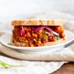 vegan lentil sloppy joes in a white plate