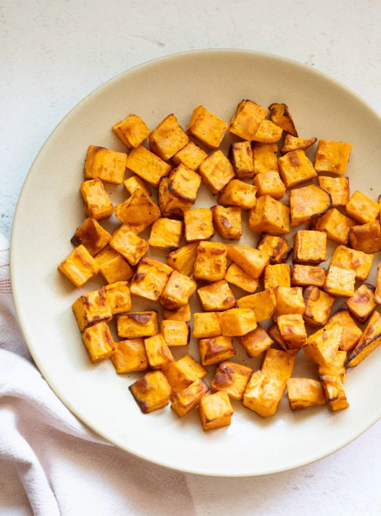 roasted sweet potatoes in a plate 