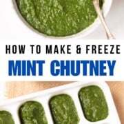 Homemade mint cilantro chutney in a bowl