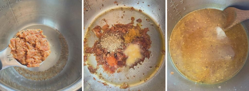 step by step images for a recipe in instant pot