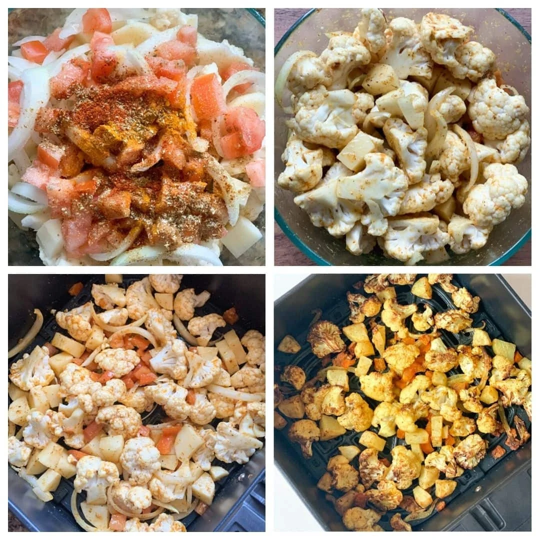 Roasted Aloo Gobi in Air Fryer Step by Step