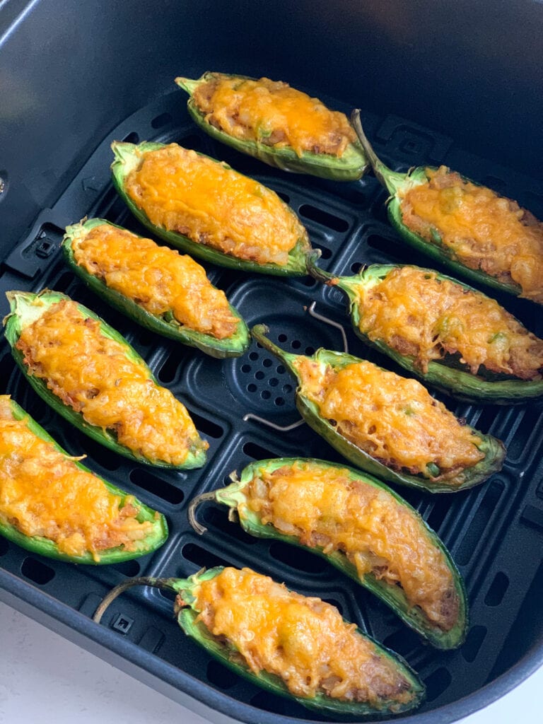Cooked air fryer jalapeno poppers - with vegetarian potato filling 