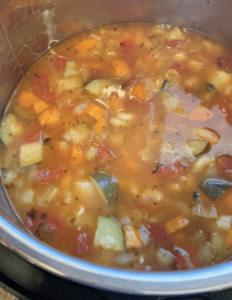 Minestrone soup cooked in the instant pot