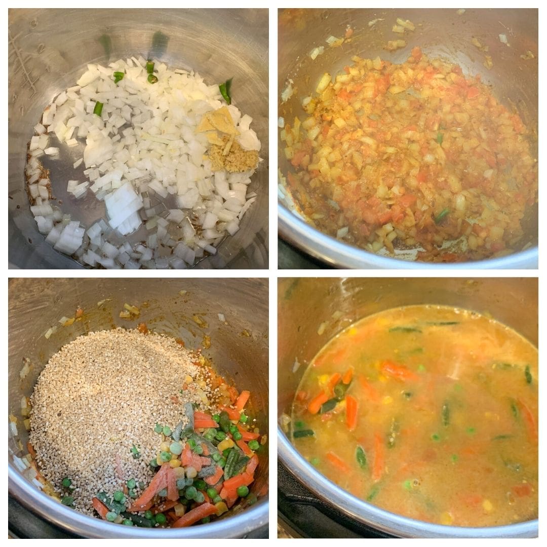 Step by step for masala savory oats in the instant pot