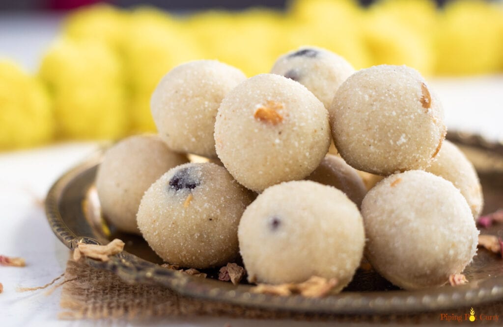 Suji Ladoo (Indian festival sweet) In a plate