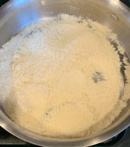 roasting rava in a pan