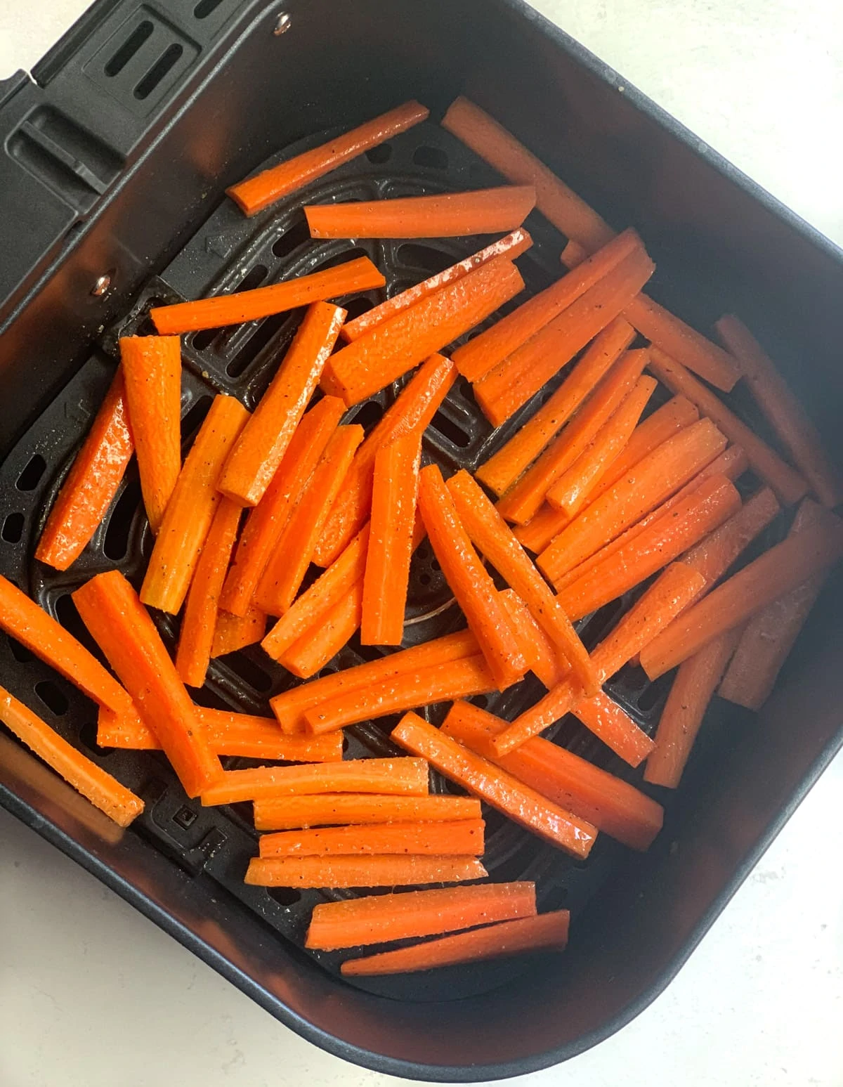 carrots ready to be roasted in air fryer