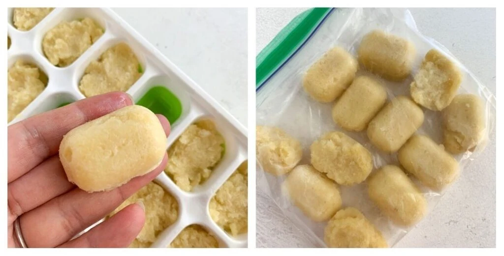 Garlic paste stored in ice-cube trays