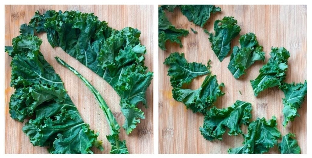 how to cut kale to make kale chips