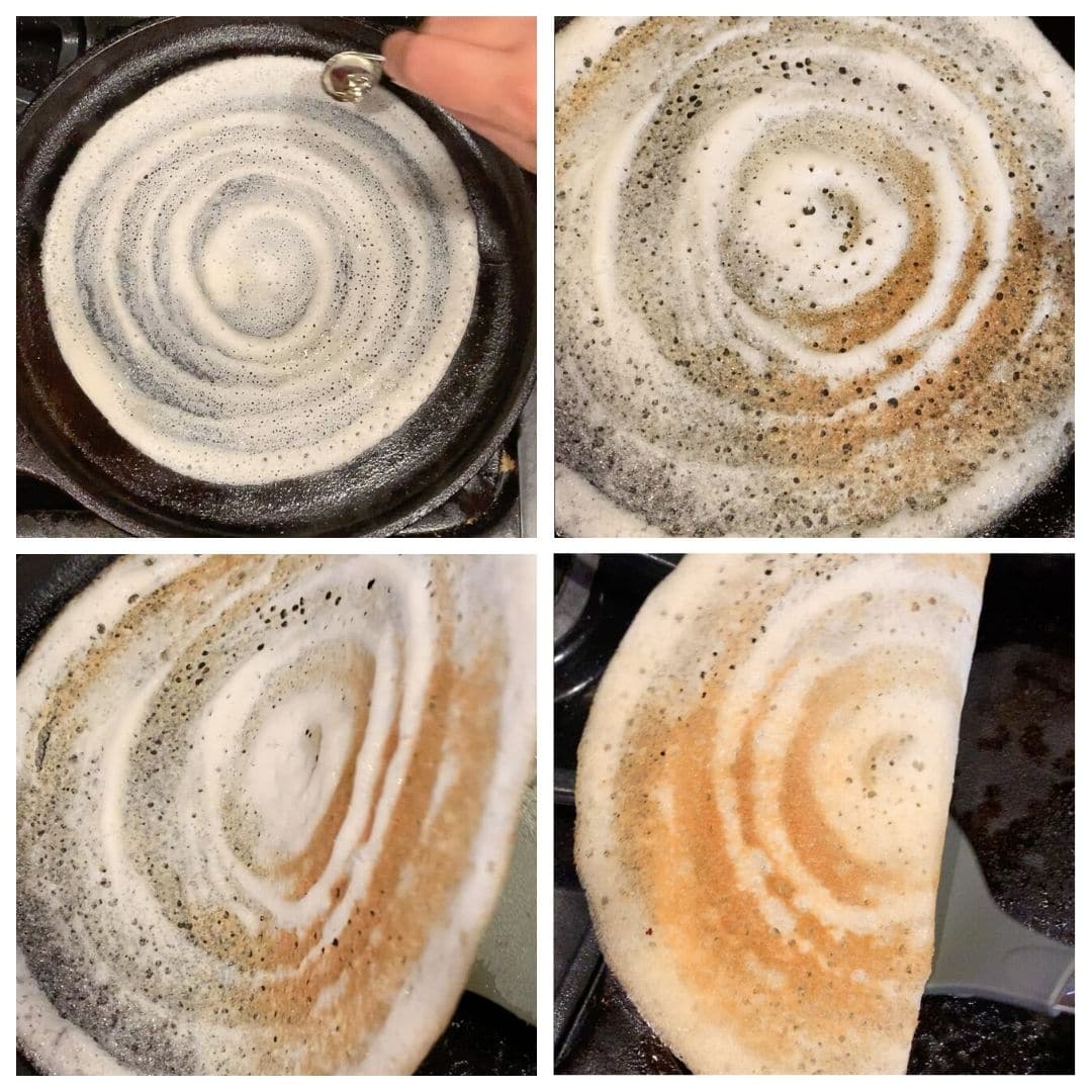 How to make crispy dosa and remove from the cast iron pan