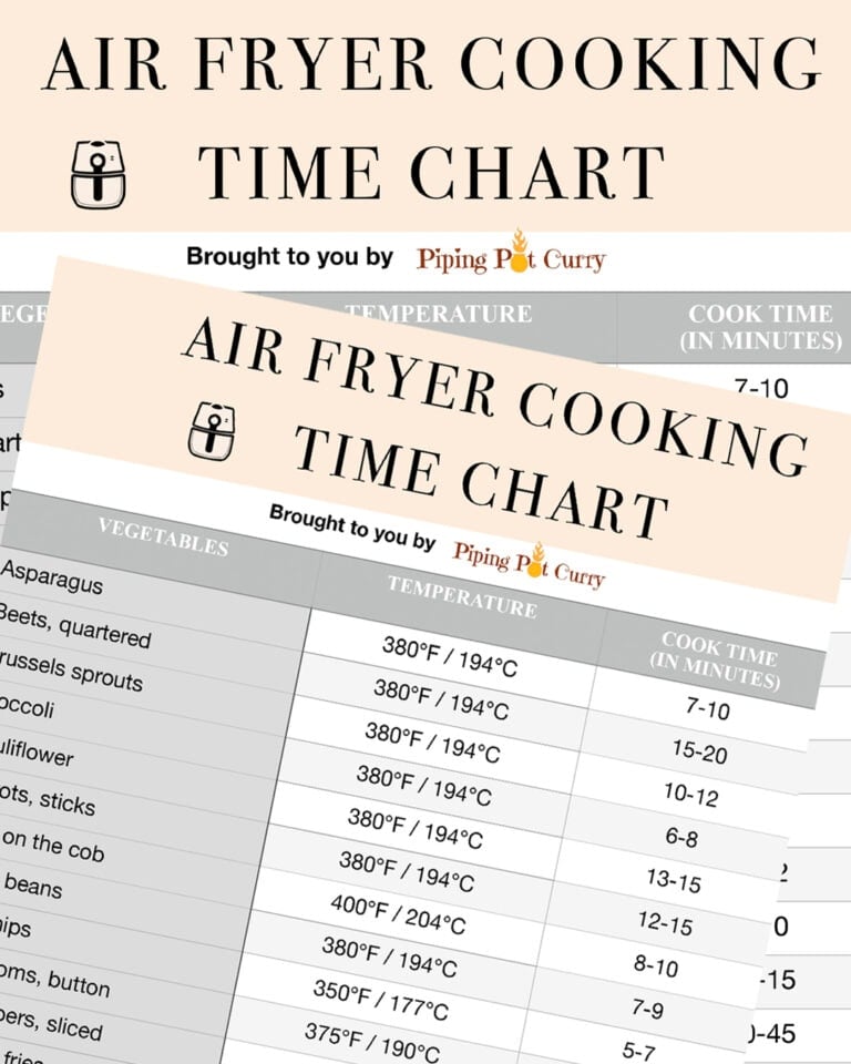 Air Fryer Cooking Time Chart Piping Pot Curry