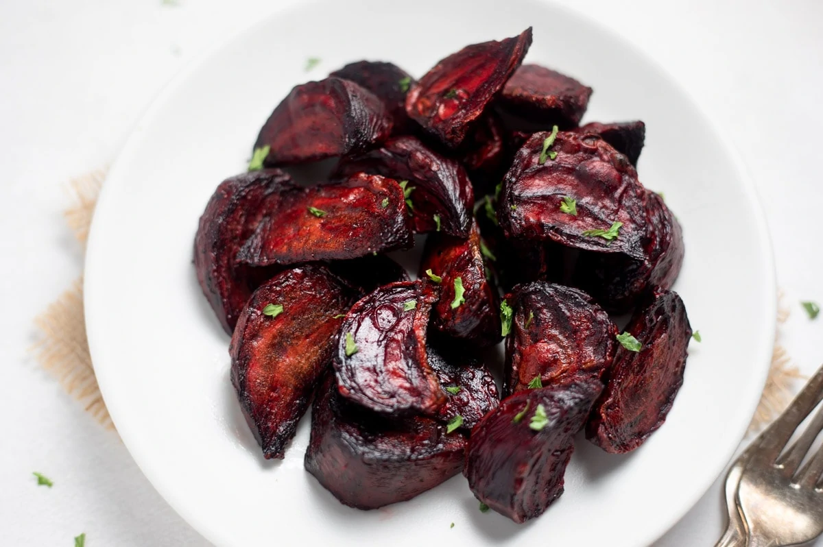 Air fryer roasted beets in a plate