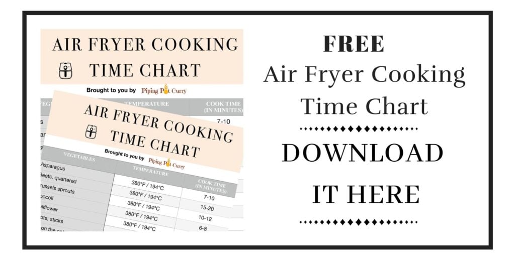 Air Fryer Cooking Chart [Free Printable]  Air fryer cooking times, Cooks air  fryer, Air fryer recipes