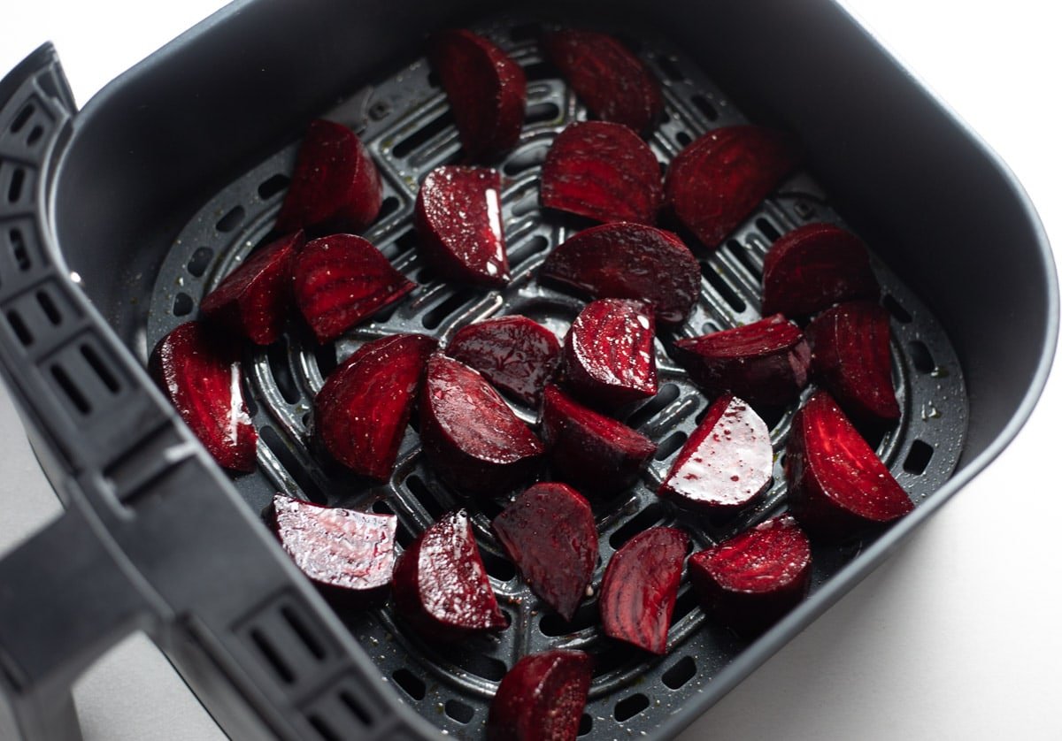 Beets ready to be roasted in the air fryer